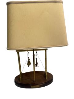  Studio J McDonald ARTIST SIGNED BRASS SCULPTURAL SHARK GROUPER FISH CATCH SCALE LAMP - 4695596