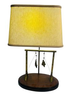  Studio J McDonald ARTIST SIGNED BRASS SCULPTURAL SHARK GROUPER FISH CATCH SCALE LAMP - 4698094