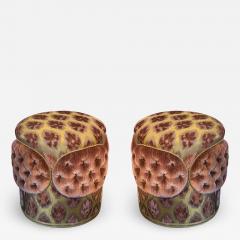  Studio Maison Nurita Pair of Gold and Pink Bevilacqua Silk Velvet Ottomans by Studio Maison Nurita - 2352508