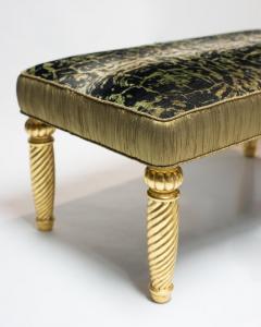  Studio Maison Nurita Studio Maison Nurita Bevilacqua Tortoise Green Velvet Bench with Carved Legs - 2341611