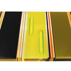  Studio Superego Studio Superego Modern Multicolor Plexiglass and Brass Feet Italian Coffee Table - 2566584