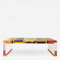  Studio Superego Studio Superego Modern Multicolor Plexiglass and Brass Feet Italian Coffee Table - 2571813