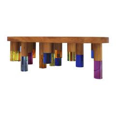  Studio Superego Studio Superego Modern Wood and Multicolor Plexiglass Italian Coffee Table - 2370028