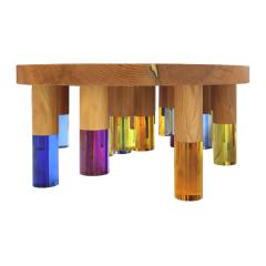  Studio Superego Studio Superego Modern Wood and Multicolor Plexiglass Italian Coffee Table - 2370031