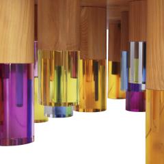  Studio Superego Studio Superego Modern Wood and Multicolor Plexiglass Italian Coffee Table - 2370037