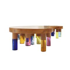  Studio Superego Studio Superego Modern Wood and Multicolor Plexiglass Italian Coffee Table - 2758294