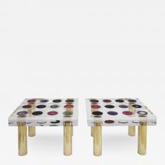  Studio Superego Superego Contemporary Modern Italian Plexiglass and Brass Side Table - 2909253