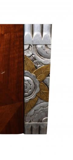  Sue et Mare MODERNIST ART DECO EXOTIC WOODS SILVER GOLD CUBISTIC FLOWERS TERRAZZO COMMODE - 4466286