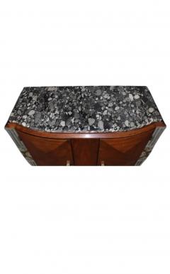  Sue et Mare MODERNIST ART DECO EXOTIC WOODS SILVER GOLD CUBISTIC FLOWERS TERRAZZO COMMODE - 4466292