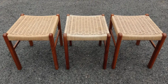  Sun Cabinet Sun Cabinet Co BL1 Three Danish Style Teak Papercord Benches MidCentury Inspired - 2580795