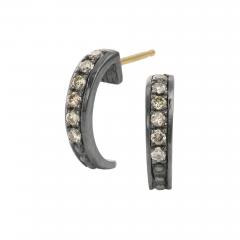  Suneera Suneera Diamond Black Rhodium Silver Dae Huggie Earrings - 4812101