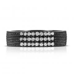  Suneera Suneera Three Row Diamond Black Rhodium Silver Band - 4788855