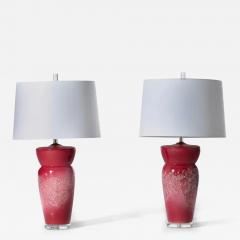  Sunset Lamps Monumental Post Modern Raspberry Pink Sorbet Ceramic Lamps by Sunset c 1980 - 3467371