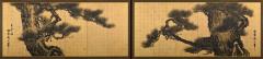  Suzuki Shonen Circa 1900 Japanese Pine Screen Pair Aged Dragons by Suzuki Shonen - 4249464