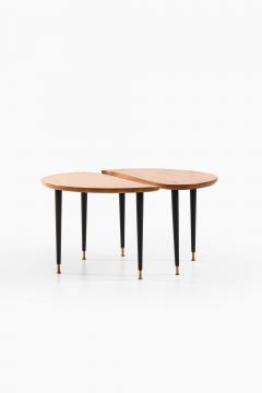  Svensk Fur Pair of Side or Coffee Tables in Brass Lacquer and Pine by Svensk Fur 1950s - 4687892