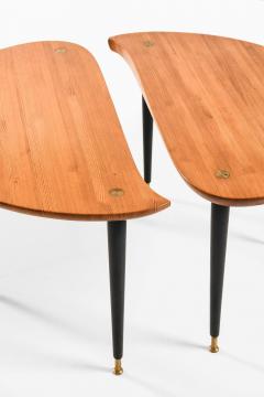  Svensk Fur Pair of Side or Coffee Tables in Brass Lacquer and Pine by Svensk Fur 1950s - 4687895