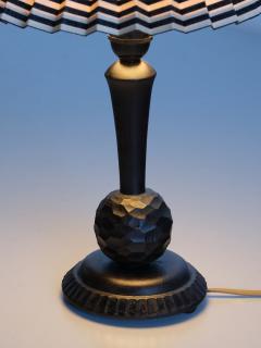  Svenskt Tenn Swedish Grace Table Lamp in Carved Wood Svenskt Tenn Shade Sweden 1930s - 3394739