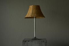  Svenskt Tenn Swedish Grace Table Lamp in Pewter with Rattan Shade Sweden 1930s - 4582264