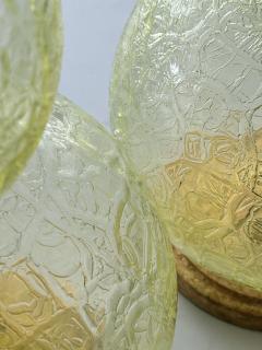  Swank Lighting A Translucent Textured Pair of Murano Stacked Chartreuse Glass Sphere Lamps - 3481615