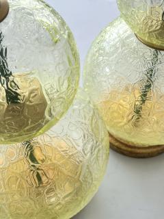  Swank Lighting A Translucent Textured Pair of Murano Stacked Chartreuse Glass Sphere Lamps - 3481616