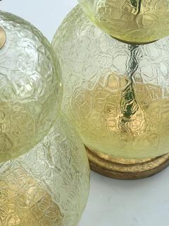  Swank Lighting A Translucent Textured Pair of Murano Stacked Chartreuse Glass Sphere Lamps - 3481617