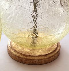  Swank Lighting A Translucent Textured Pair of Murano Stacked Chartreuse Glass Sphere Lamps - 3481619