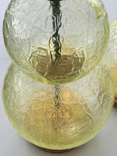  Swank Lighting A Translucent Textured Pair of Murano Stacked Chartreuse Glass Sphere Lamps - 3481620