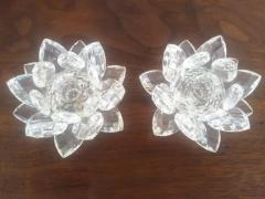  Swarovski Pair of Swarovski Crystal Water Lily Candleholders w box - 3723348
