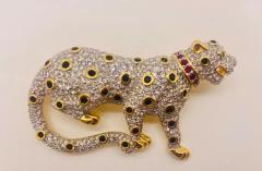  Swarovski Swarovski Pave Crystal Gold Leopard Brooch or Pin Signed and Retired - 3068687