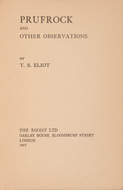  T S ELIOT Prufrock and Other Observations by T S ELIOT - 3784587