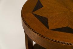  T Woonhuys Amsterdam School Round Side Table In Oak And Macassar Netherlands 1930s - 3232493