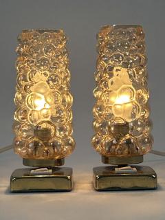  TEKA Leuchten Set of Two Lovely Brass Bubble Glass Bedside Table Lamps by TEKA Germany 1950s - 4713869
