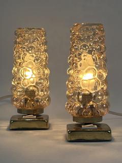  TEKA Leuchten Set of Two Lovely Brass Bubble Glass Bedside Table Lamps by TEKA Germany 1950s - 4713871