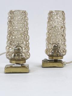  TEKA Leuchten Set of Two Lovely Brass Bubble Glass Bedside Table Lamps by TEKA Germany 1950s - 4713872