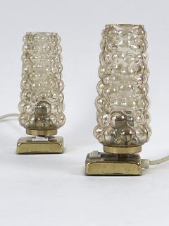  TEKA Leuchten Set of Two Lovely Brass Bubble Glass Bedside Table Lamps by TEKA Germany 1950s - 4713875