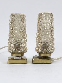  TEKA Leuchten Set of Two Lovely Brass Bubble Glass Bedside Table Lamps by TEKA Germany 1950s - 4713877