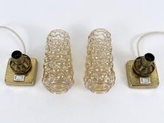  TEKA Leuchten Set of Two Lovely Brass Bubble Glass Bedside Table Lamps by TEKA Germany 1950s - 4713879