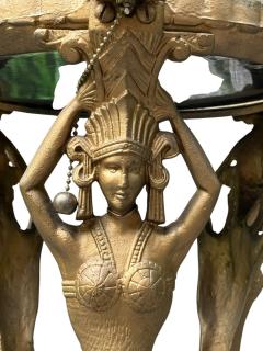  THE BOOTH COMPANY OF CHICAGO ART DECO 1920S GILT METAL HEADDRESSED MERMAIDS ILLUMINATED FISHBOWL STAND - 4697142