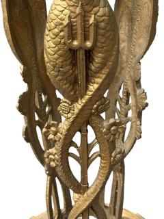  THE BOOTH COMPANY OF CHICAGO ART DECO 1920S GILT METAL HEADDRESSED MERMAIDS ILLUMINATED FISHBOWL STAND - 4697143