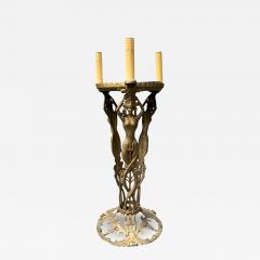  THE BOOTH COMPANY OF CHICAGO ART DECO 1920S GILT METAL HEADDRESSED MERMAIDS ILLUMINATED FISHBOWL STAND - 4698251