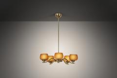  Taito Oy Five Arm 1443 5 Glass Chandelier by Paavo Tynell for Taito Finland 1930s - 4252285