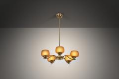  Taito Oy Five Arm 1443 5 Glass Chandelier by Paavo Tynell for Taito Finland 1930s - 4252287