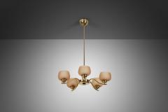  Taito Oy Five Arm 1443 5 Glass Chandelier by Paavo Tynell for Taito Finland 1930s - 4252288