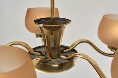  Taito Oy Five Arm 1443 5 Glass Chandelier by Paavo Tynell for Taito Finland 1930s - 4252294