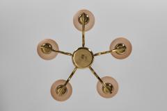  Taito Oy Five Arm 1443 5 Glass Chandelier by Paavo Tynell for Taito Finland 1930s - 4252295