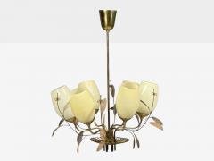  Taito Oy Paavo Tynell Chandelier Milk Glass Brass Finland 1950s - 4606235
