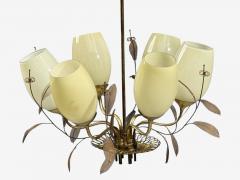  Taito Oy Paavo Tynell Chandelier Milk Glass Brass Finland 1950s - 4606236