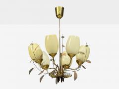  Taito Oy Paavo Tynell Chandelier Milk Glass Brass Finland 1950s - 4606237