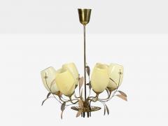  Taito Oy Paavo Tynell Chandelier Milk Glass Brass Finland 1950s - 4606242