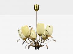  Taito Oy Paavo Tynell Chandelier Milk Glass Brass Finland 1950s - 4606244